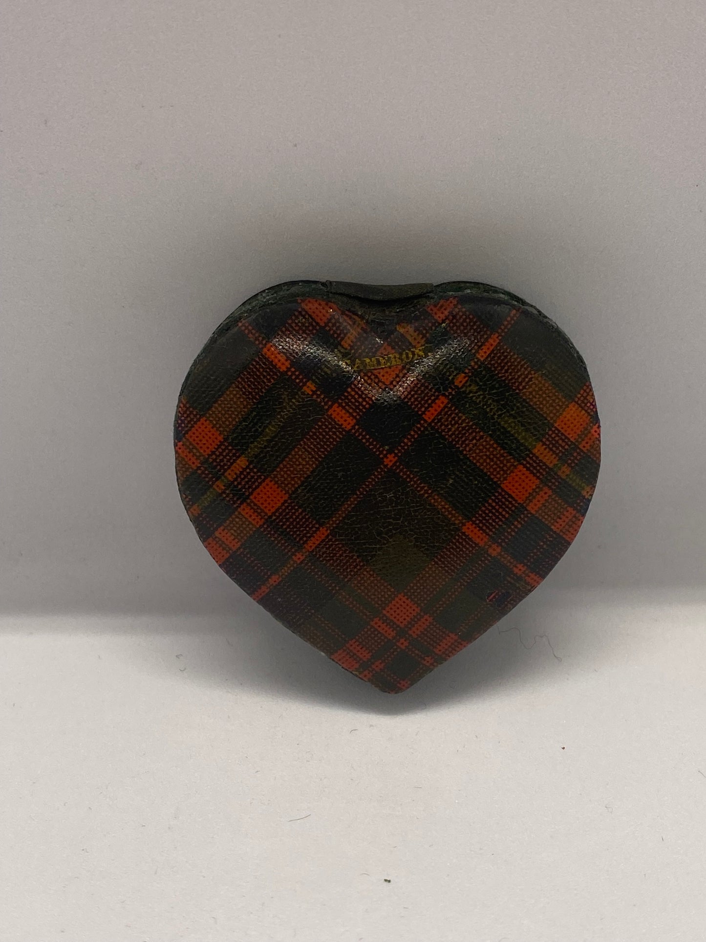 Victorian Tartan Ware Heart Shaped Pincushion