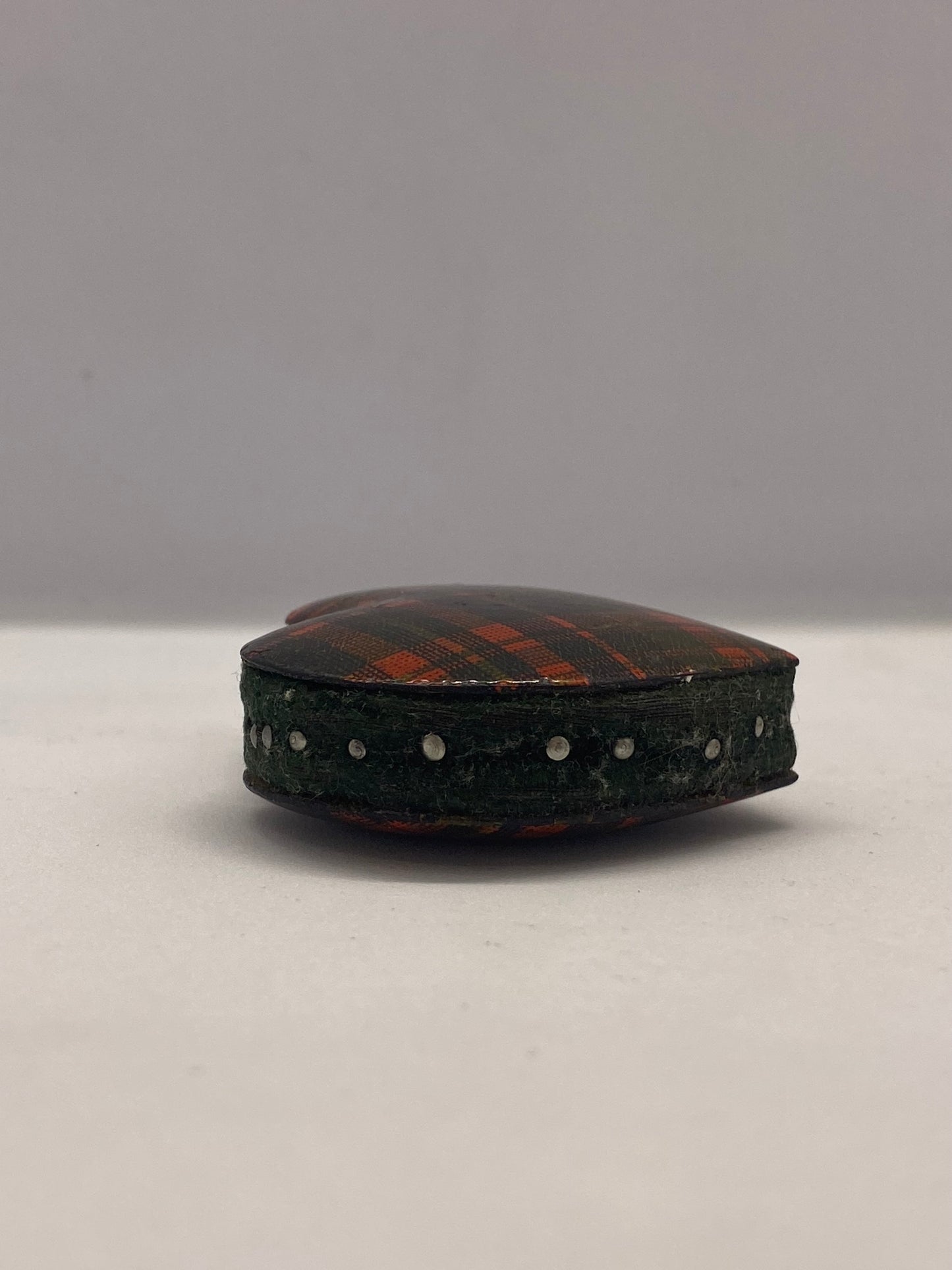 Victorian Tartan Ware Heart Shaped Pincushion