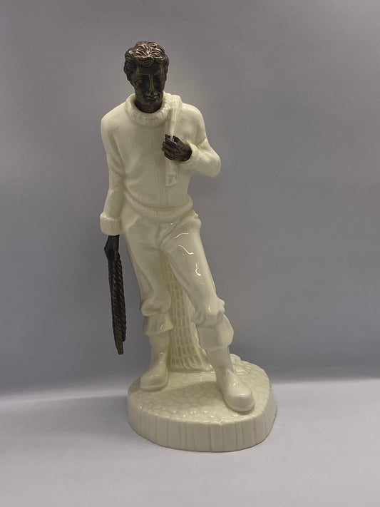 Vintage Minton “The Fisherman” China and Bronze Figurine