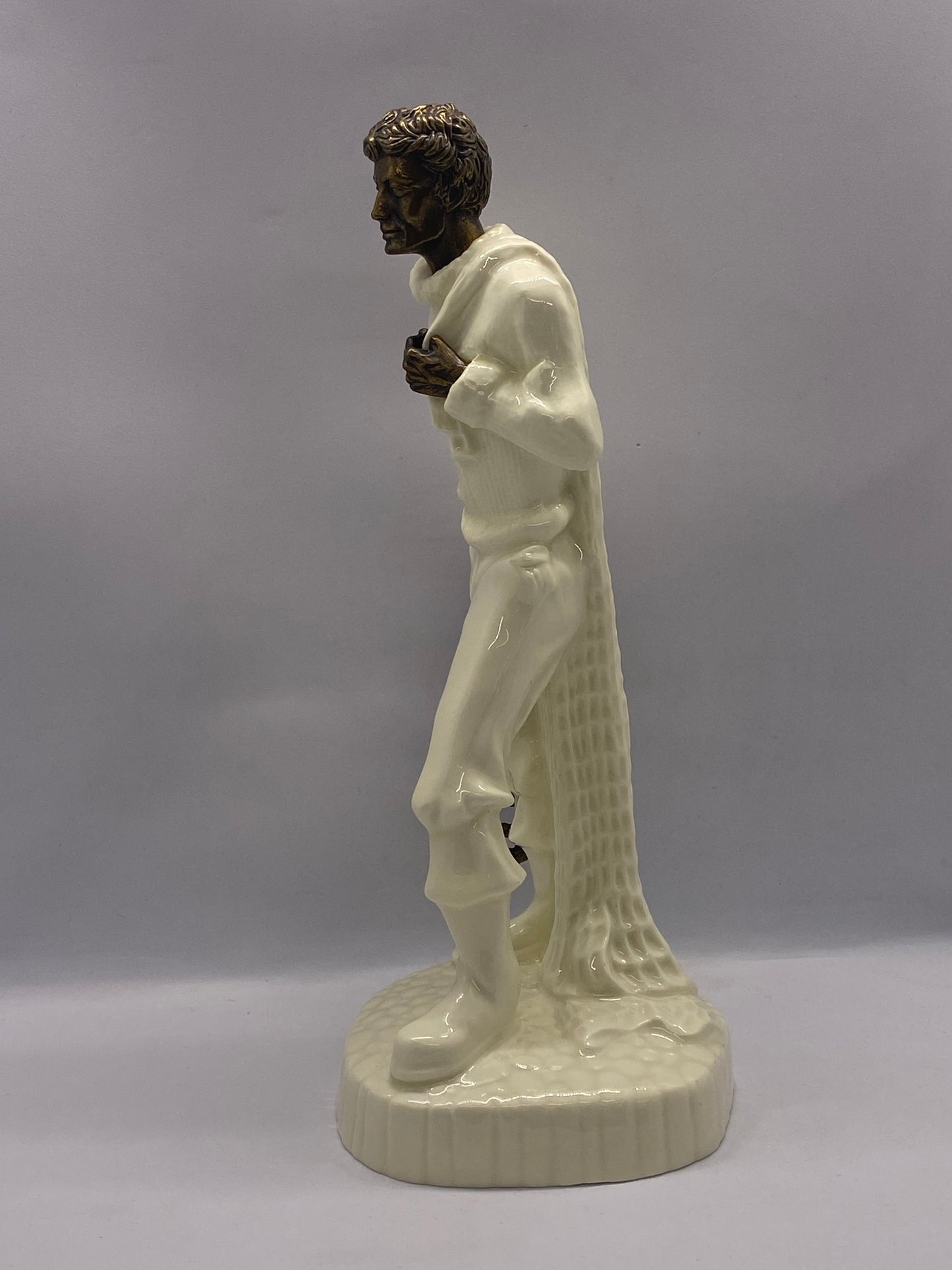 Vintage Minton “The Fisherman” China and Bronze Figurine