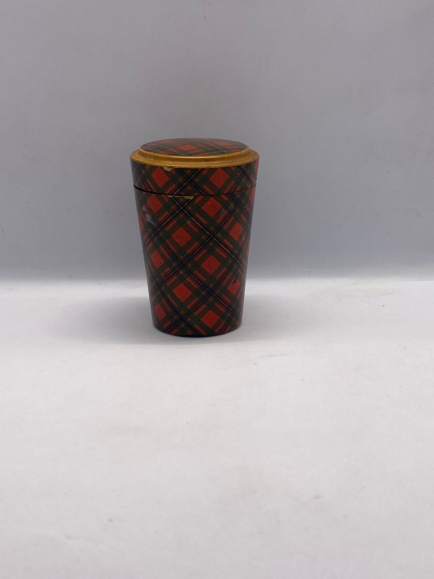 19th c. Victorian Tartan Ware Box for Whisky Dram Glass