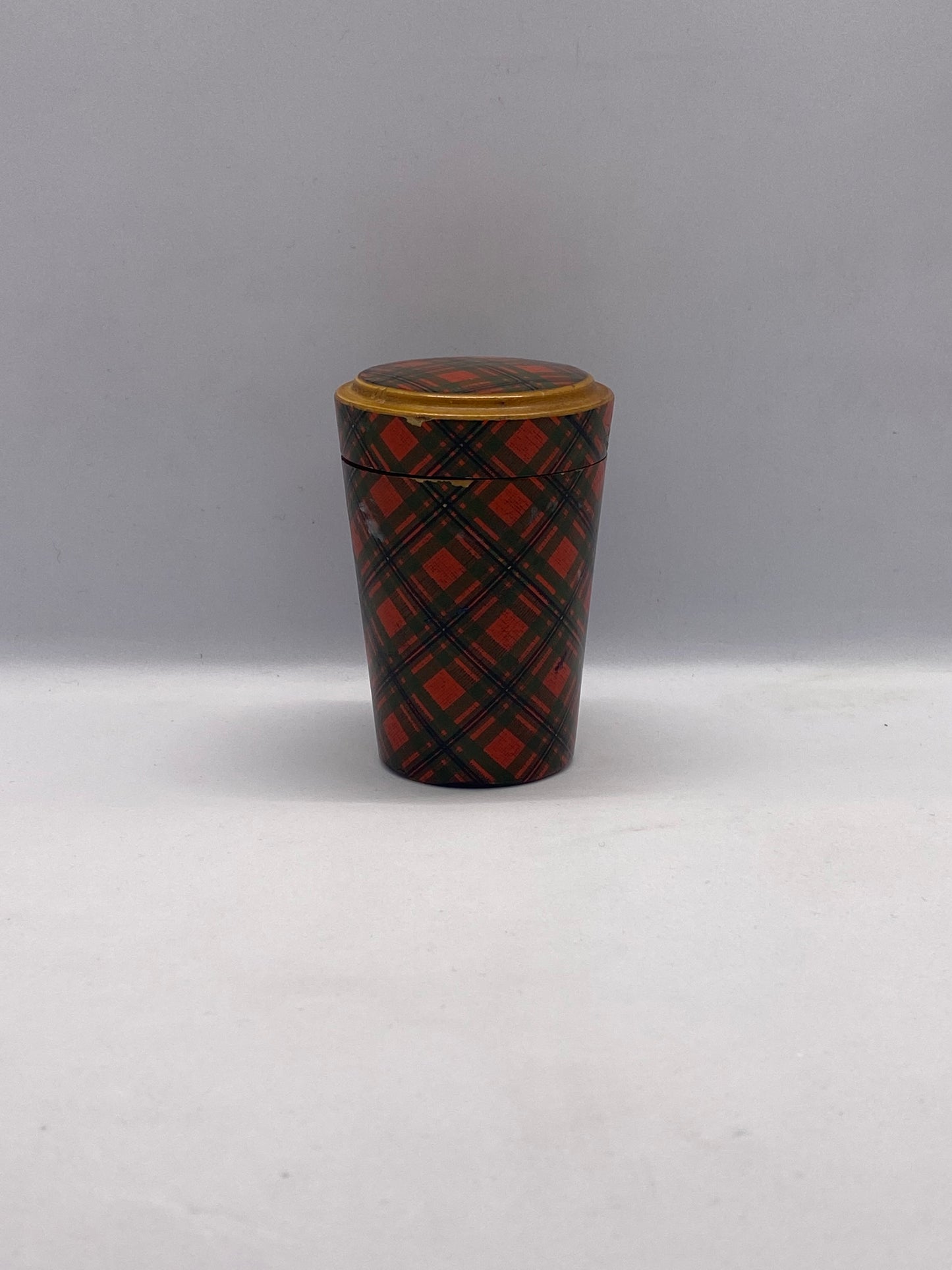 19th c. Victorian Tartan Ware Box for Whisky Dram Glass