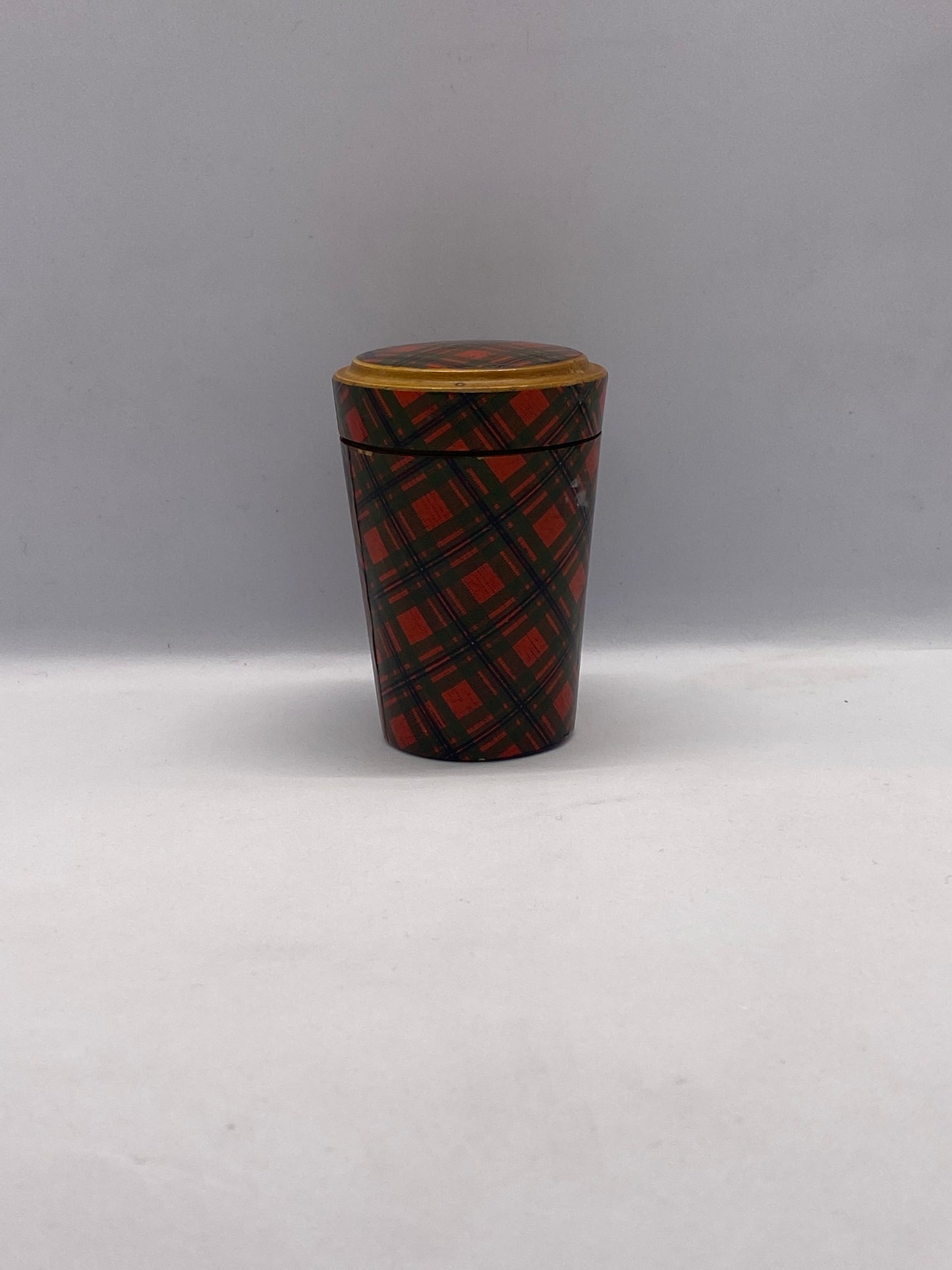 19th c. Victorian Tartan Ware Box for Whisky Dram Glass