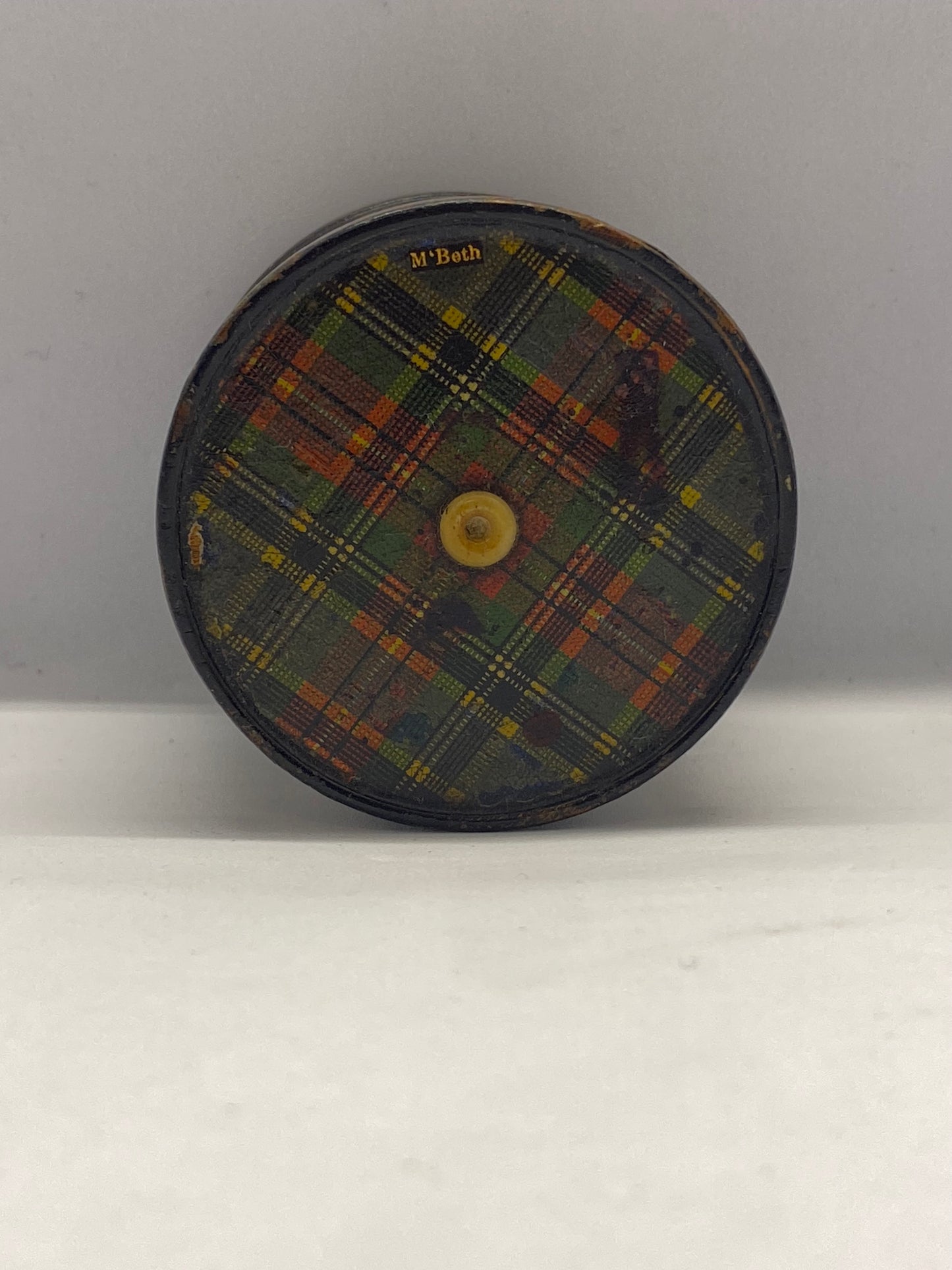 19th Century Victorian Tartan Ware Go To Bed / Match Holder Lidded Box, McBeth Pattern