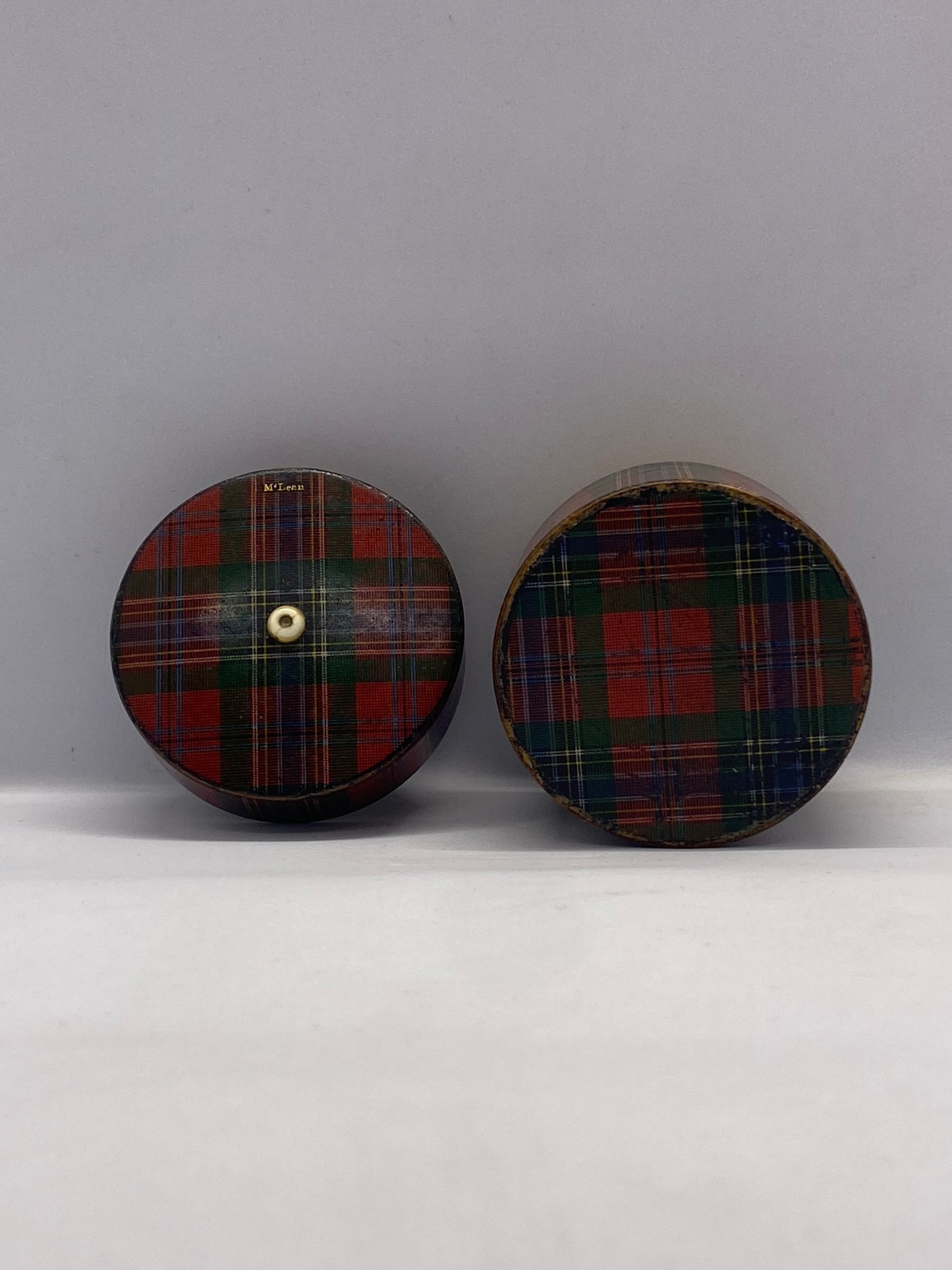 19th Century Victorian Tartan Ware Go To Bed / Match Holder Lidded Box, McLean Pattern