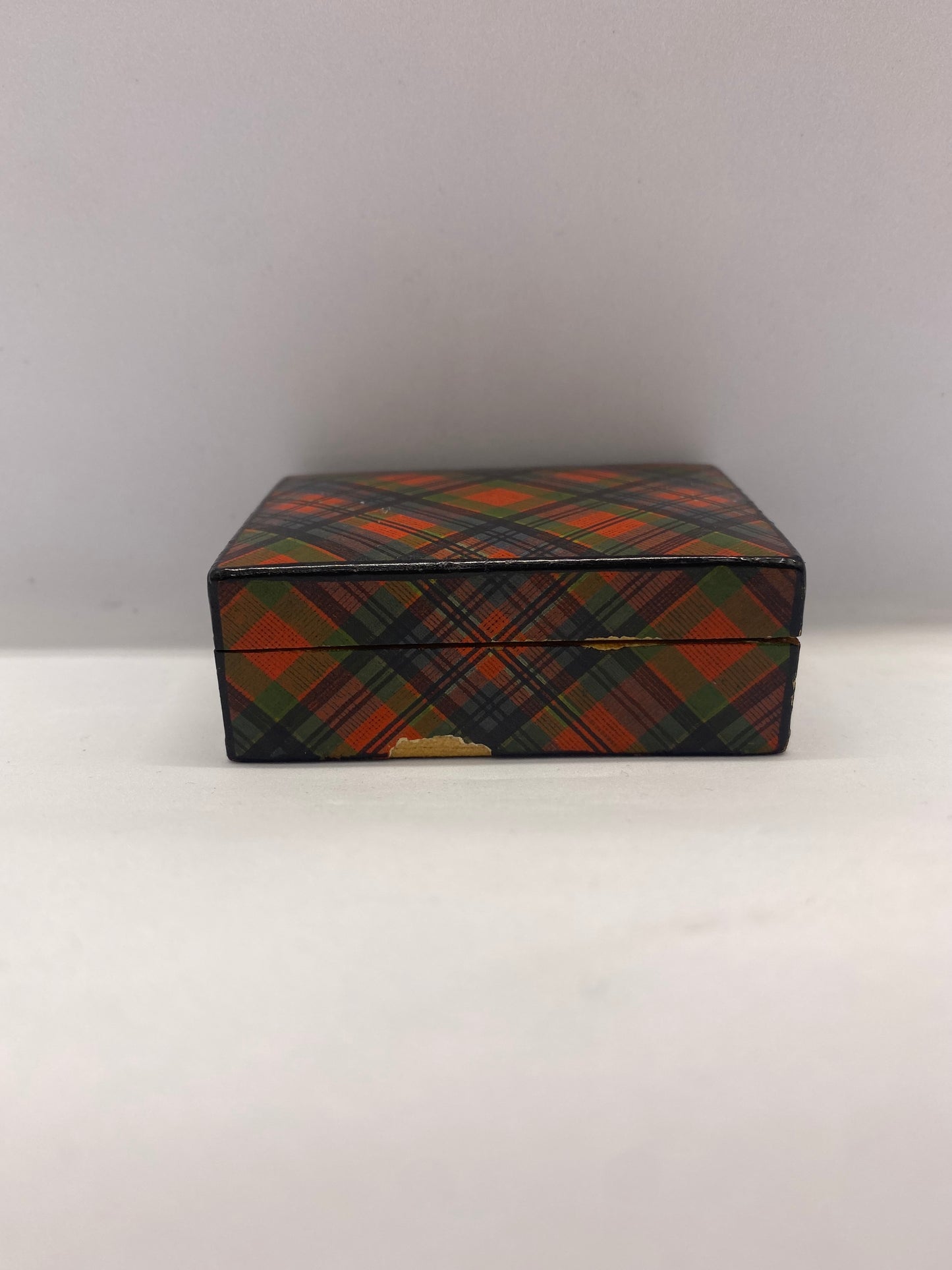 19th Century Victorian Tartan Ware Stamp Box