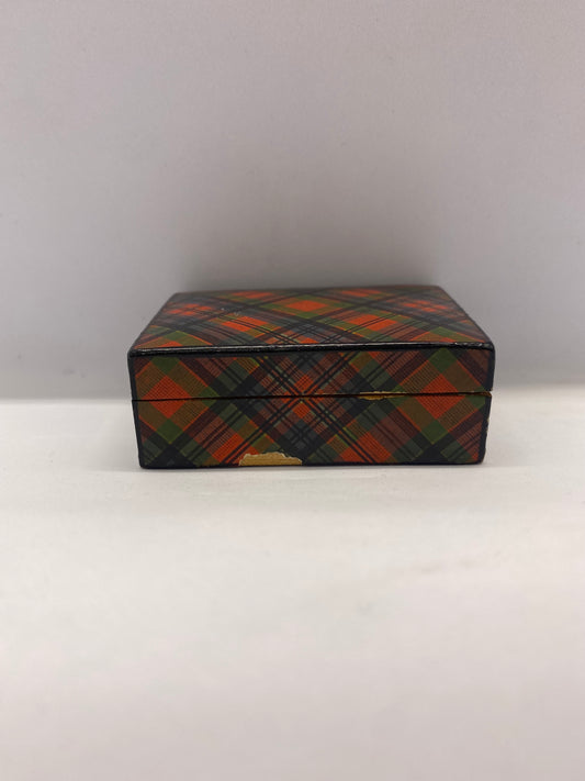 19th Century Victorian Tartan Ware Stamp Box