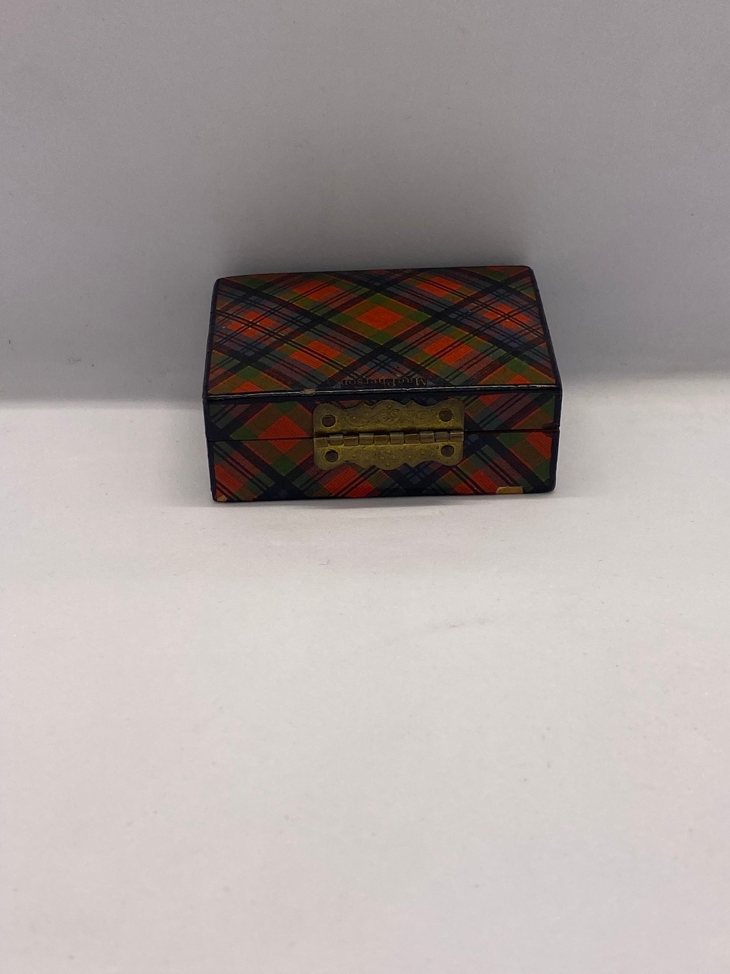 19th Century Victorian Tartan Ware Stamp Box