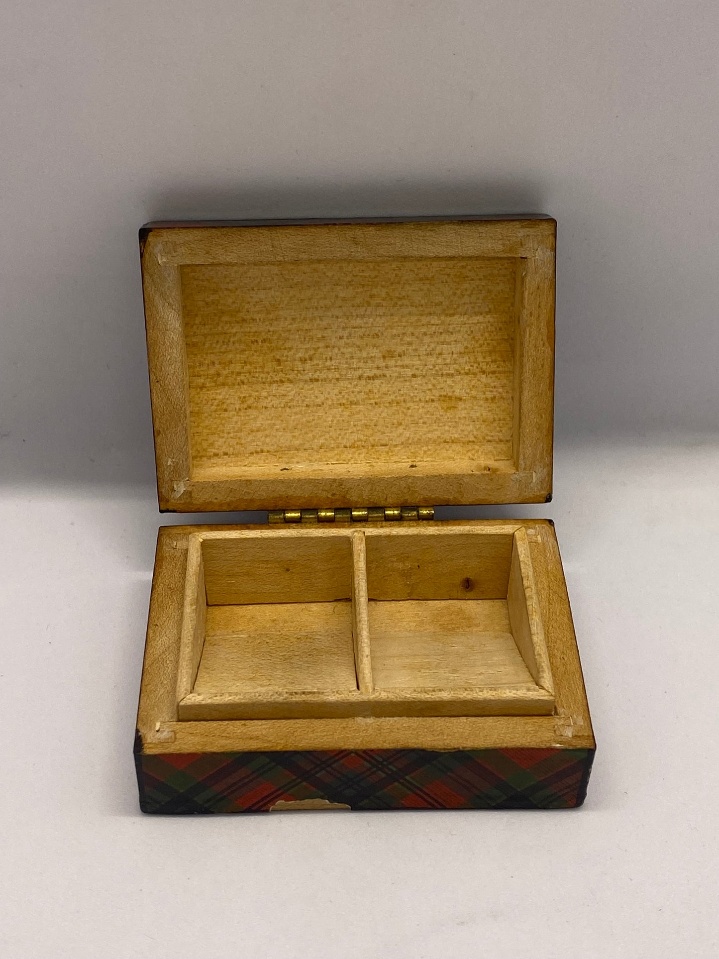 19th Century Victorian Tartan Ware Stamp Box