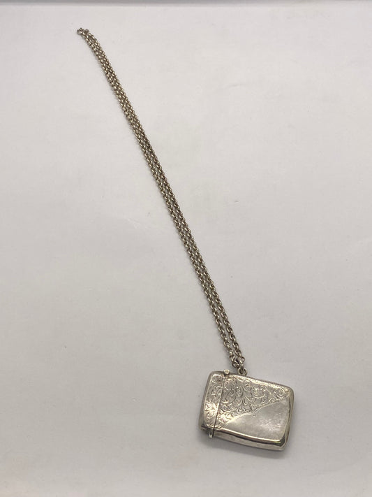古董爱德华时代纯银 Vesta 表壳和 Belcher 链，Albert Jackson，伯明翰，1905 年