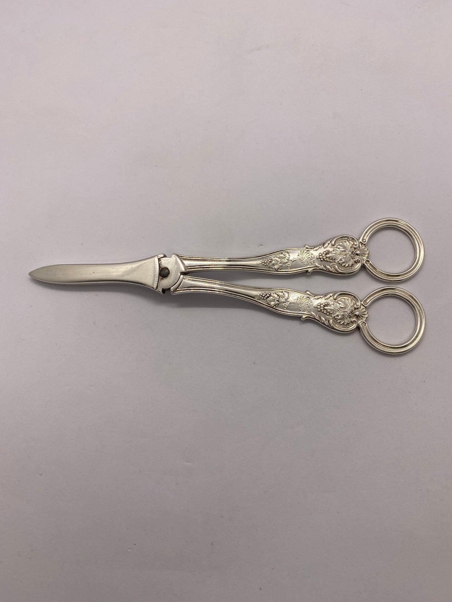 Antique Victorian Sterling Silver Grape Scissors, Chawner & Co (George Adams period), London, 1876