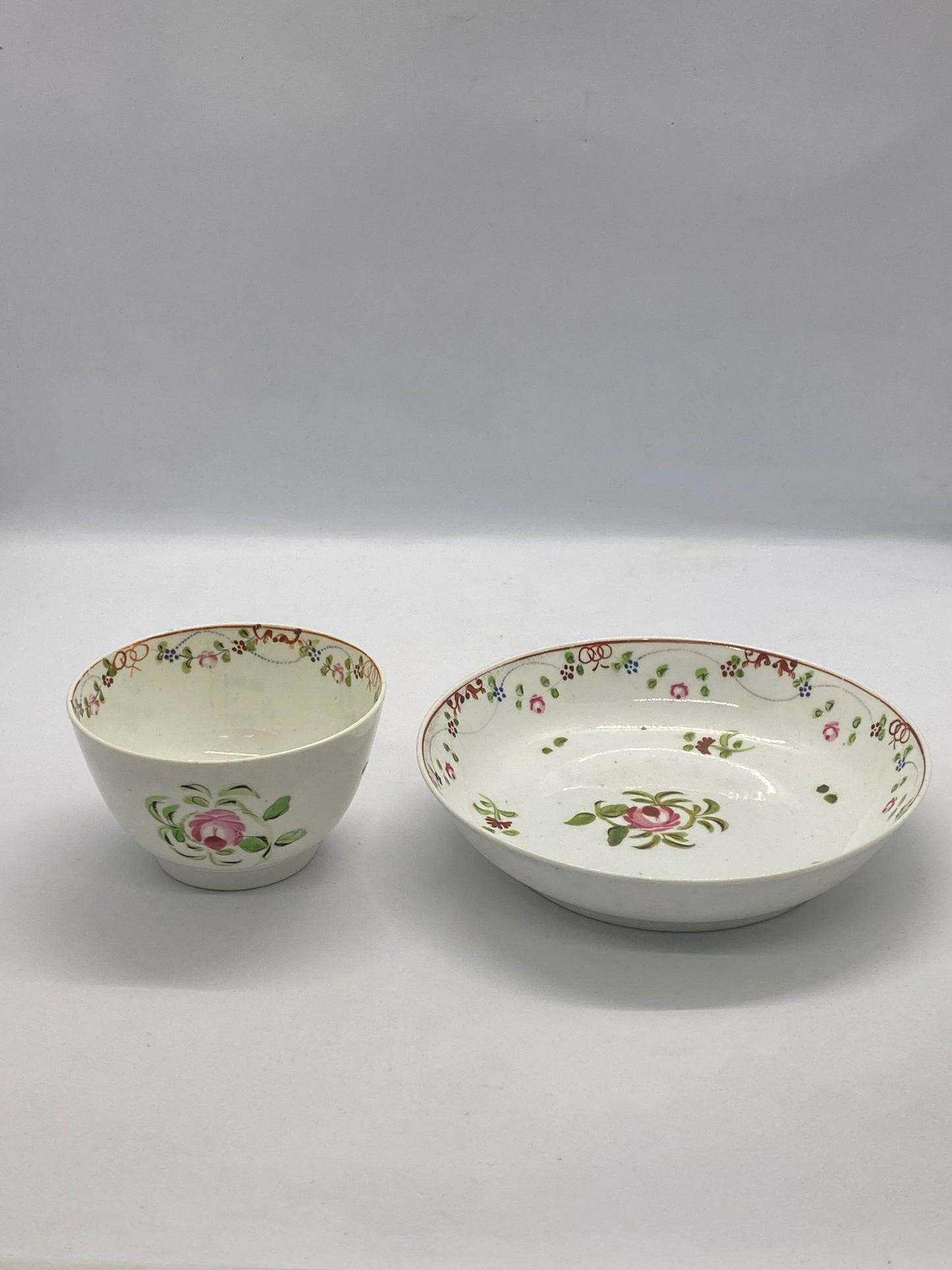 Late 18th Century New Hall Tea Bowl & Saucer