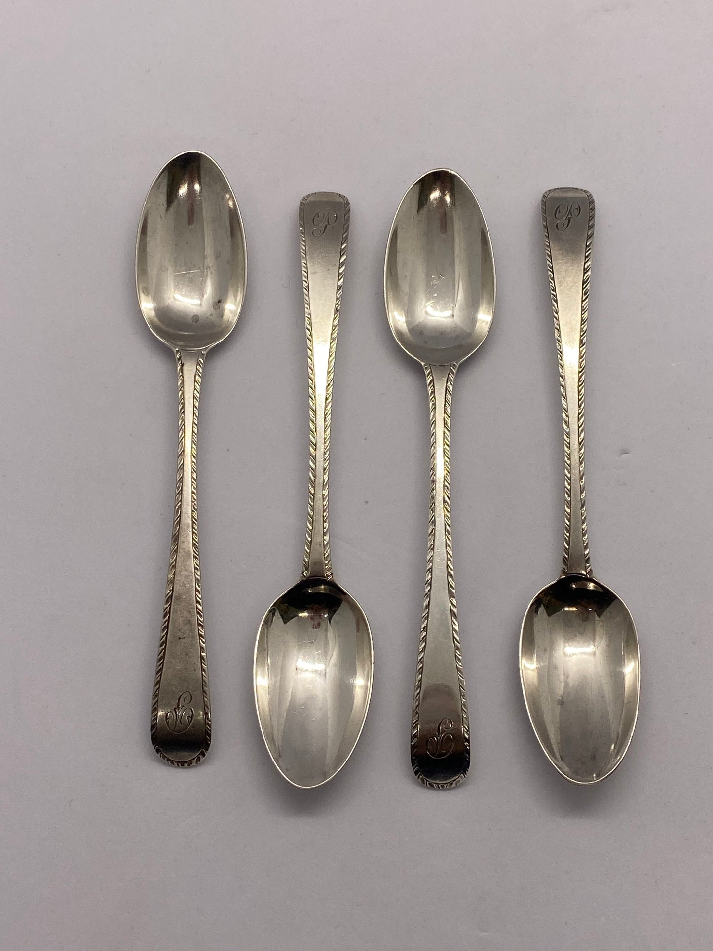 Set of 4 George III Silver Teaspoons by Hester Bateman London, 1783