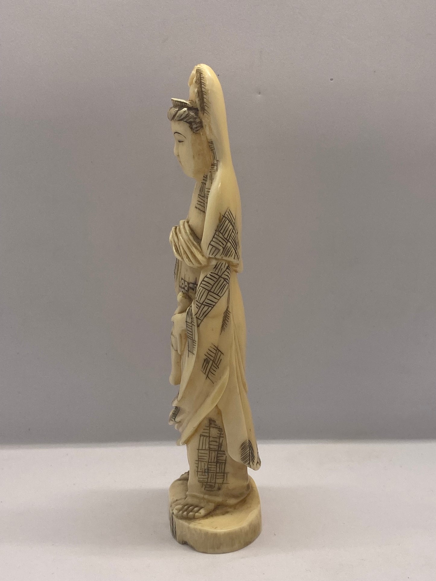 Antique Chinese Tang-Style Ivory Figurine of Long Wang Nu