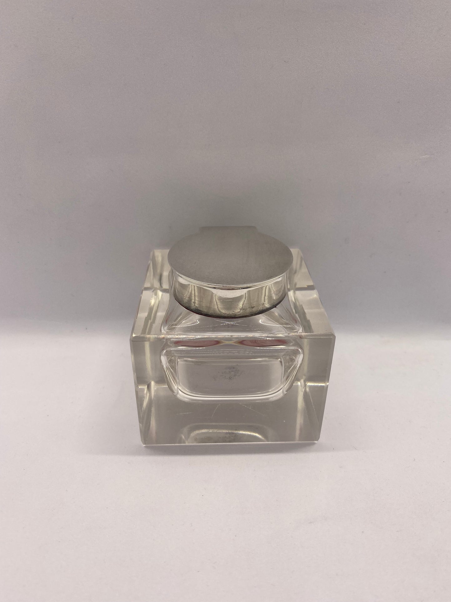 Vintage Sterling Silver and Crystal Inkwell circa 1940.