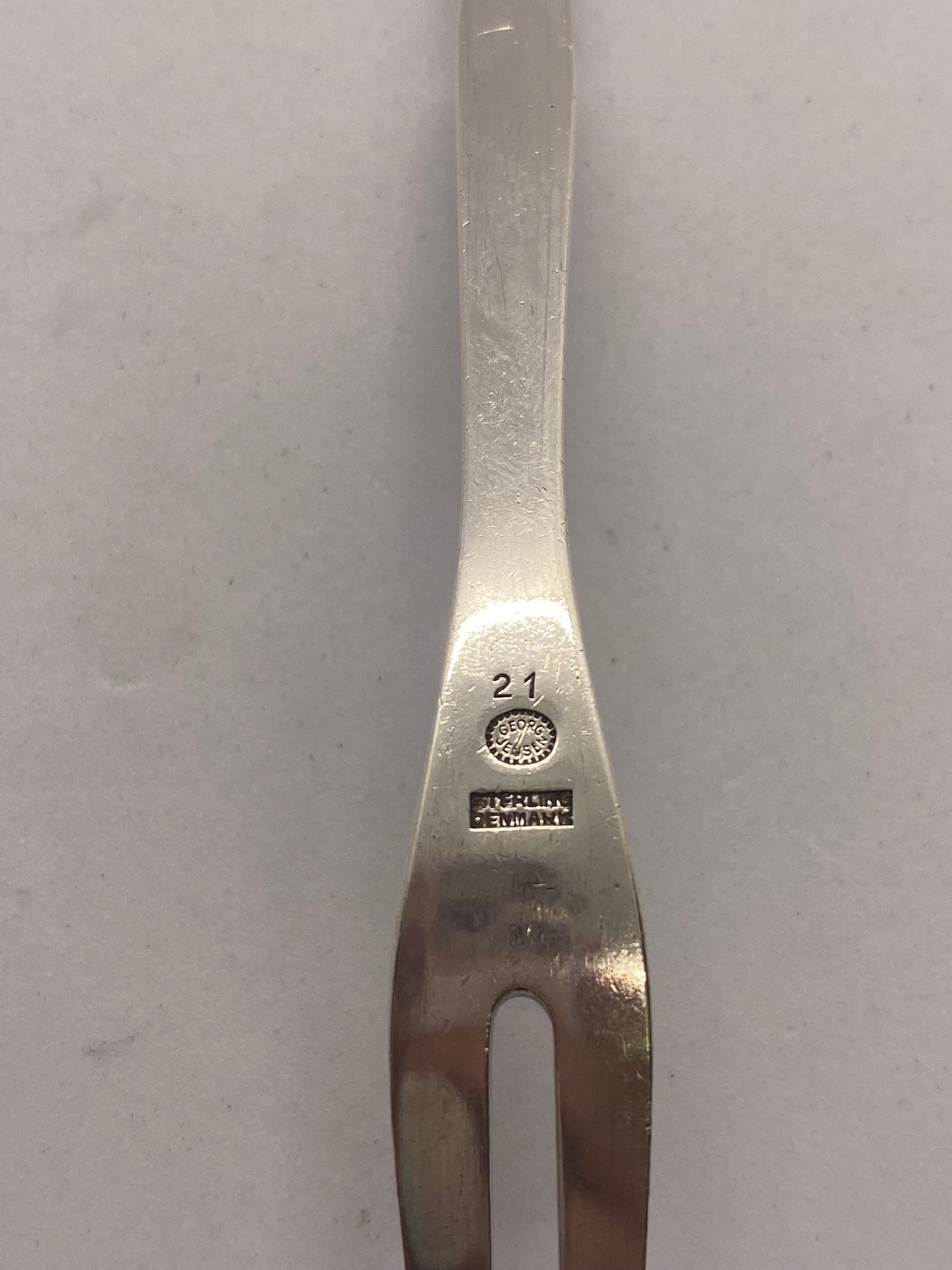 Vintage Georg Jensen Ornamental #21 Cold Cut Fork