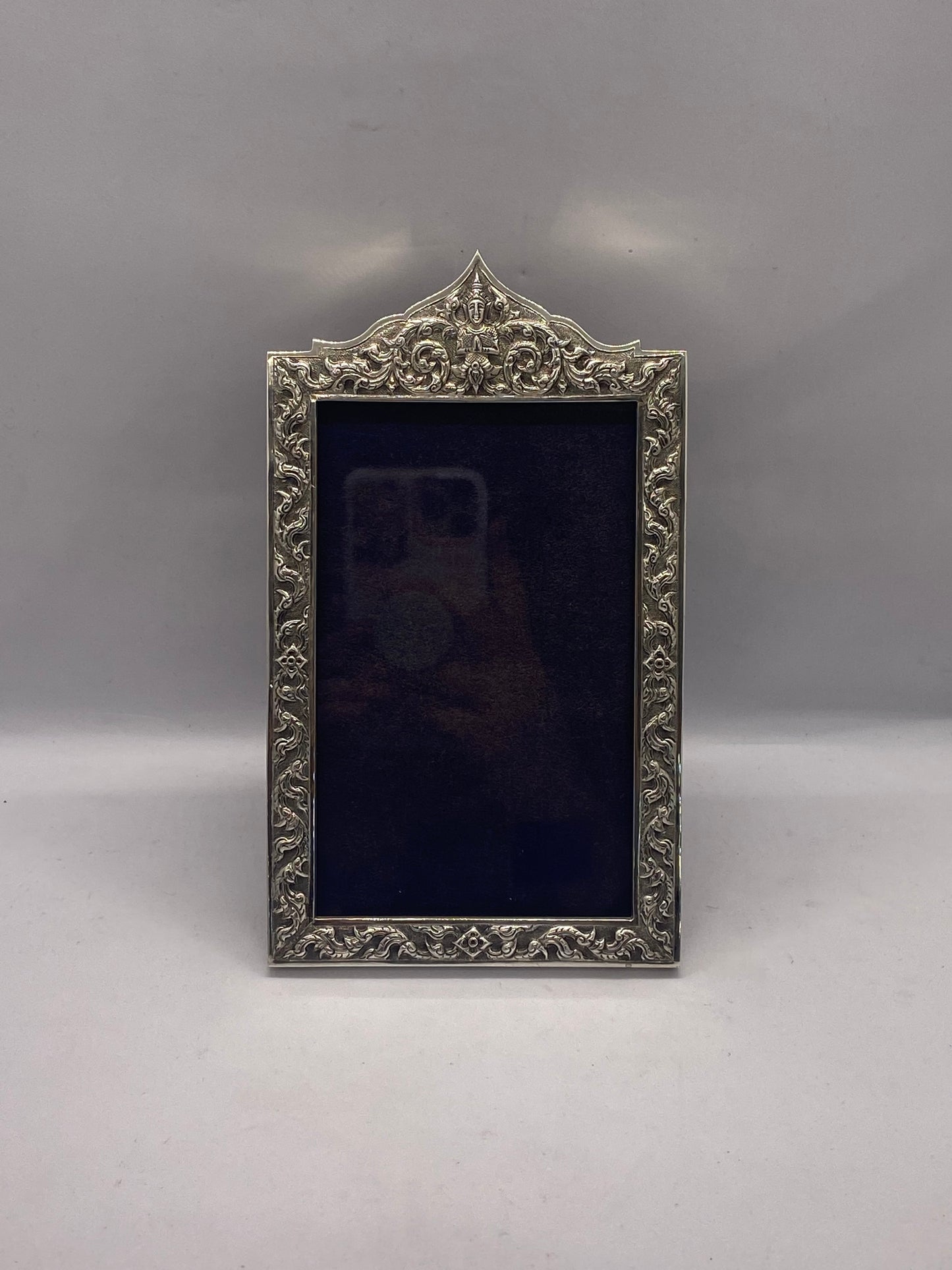 Vintage Thai Sterling Silver and Timber Backed Photo Frame