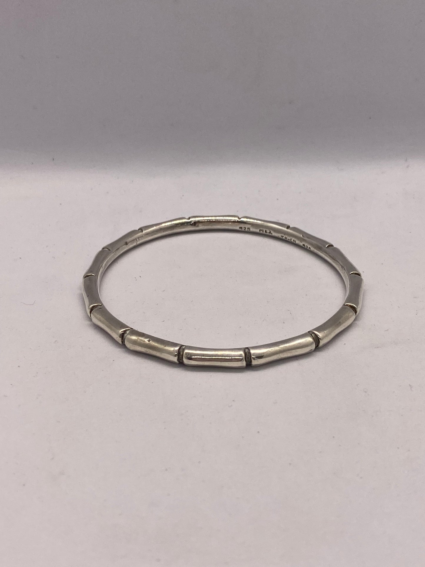 Elegant Vintage Sterling Silver Bangle w Bamboo Motif