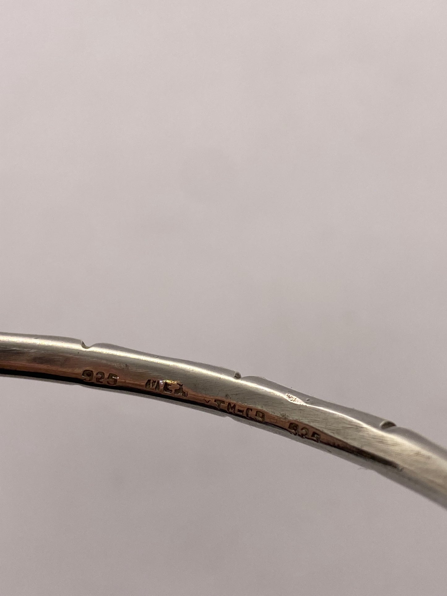 Elegant Vintage Sterling Silver Bangle w Bamboo Motif