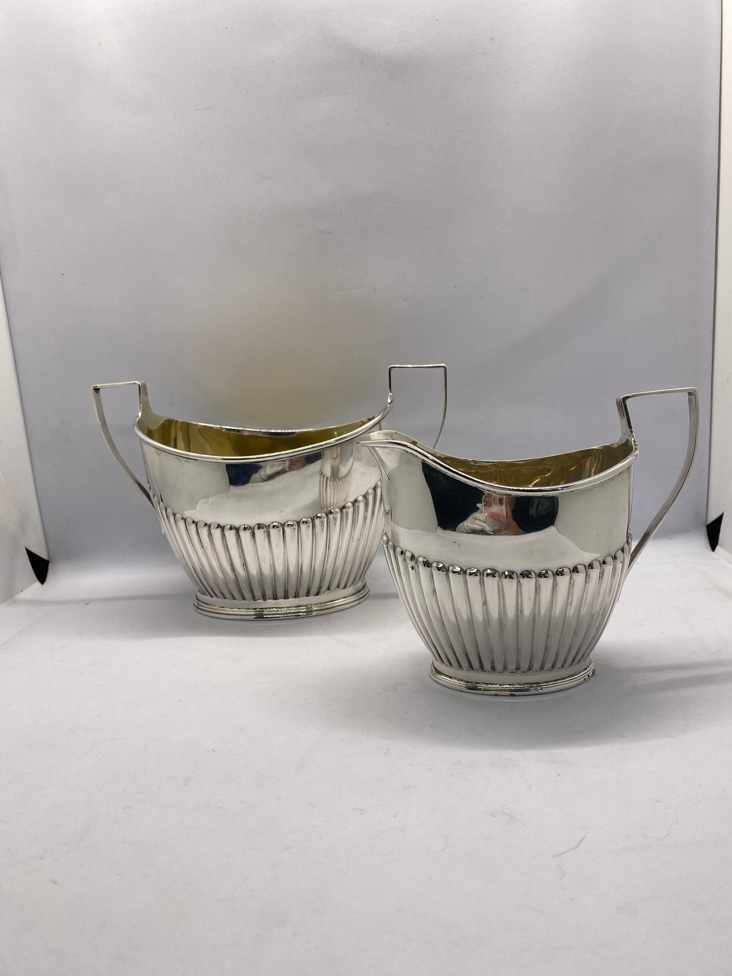 Antique Classical Style Sugar Bowl and Creamer, John Millward Banks