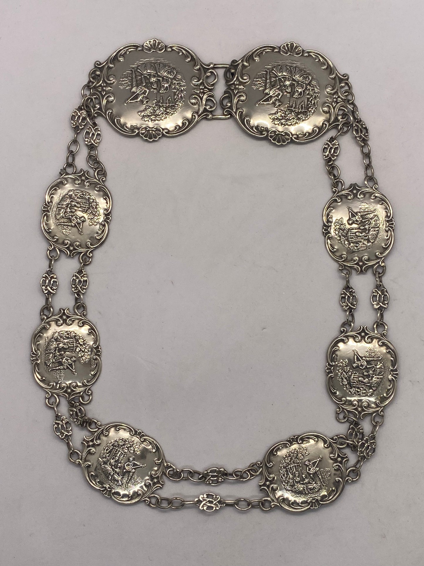 Edwardian Sterling Silver Chain Link Belt, Henry Matthews Birmingham 1902