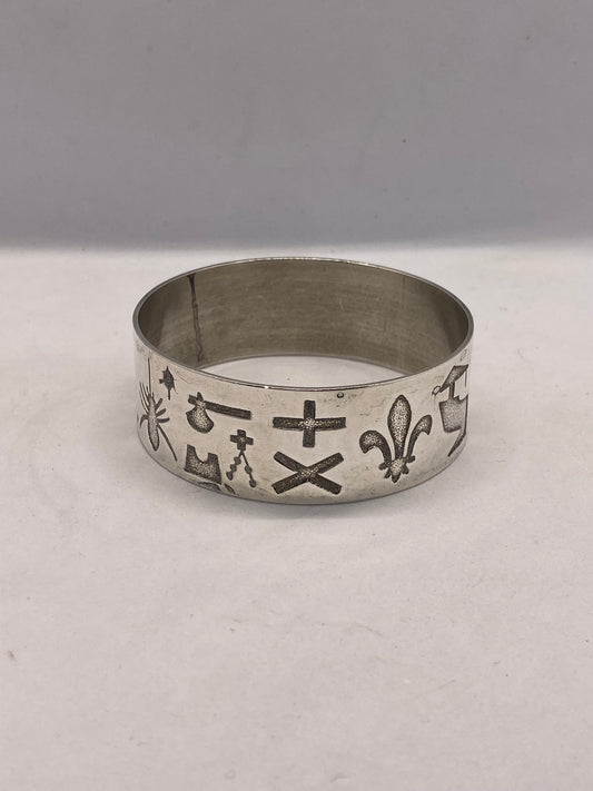 Vintage History of Scotland Silver Cuff by Michael D Hilliar, Late 20th c.