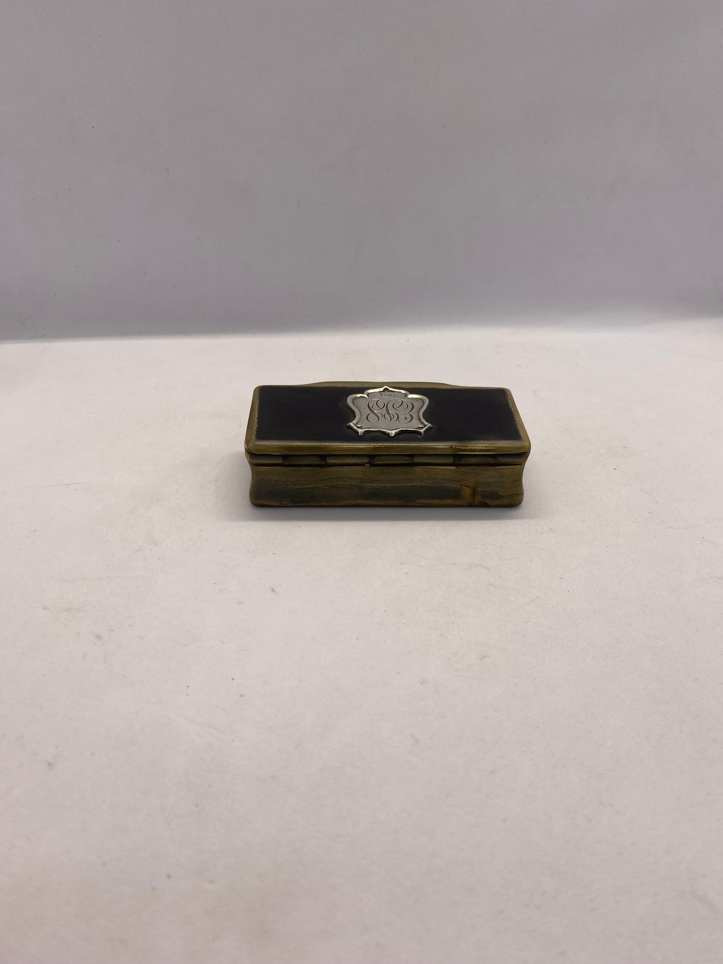 Late 19th Century Victorian Horn and Sterling Silver Snuff Box.