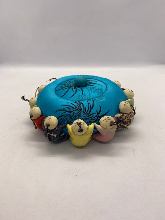 Vintage Chinese Silk Souvenir Novelty Pincushion and Thread Holder