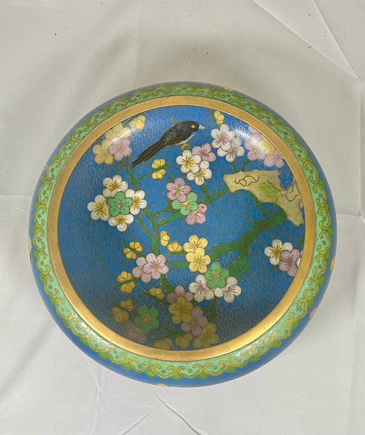 20th Century Chinese Blue Floral Cloisonné Bowl