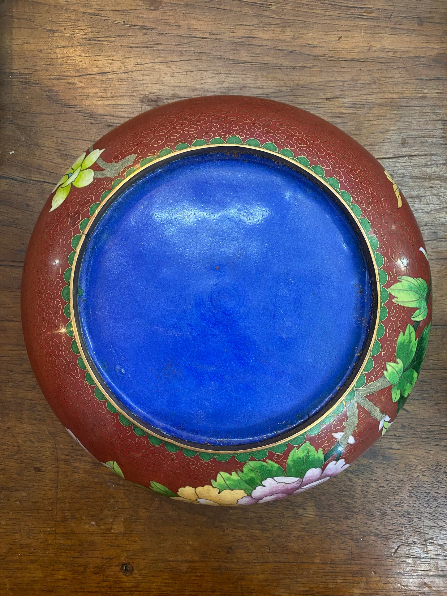 20th Century Chinese Burgundy Floral Cloisonné Bowl