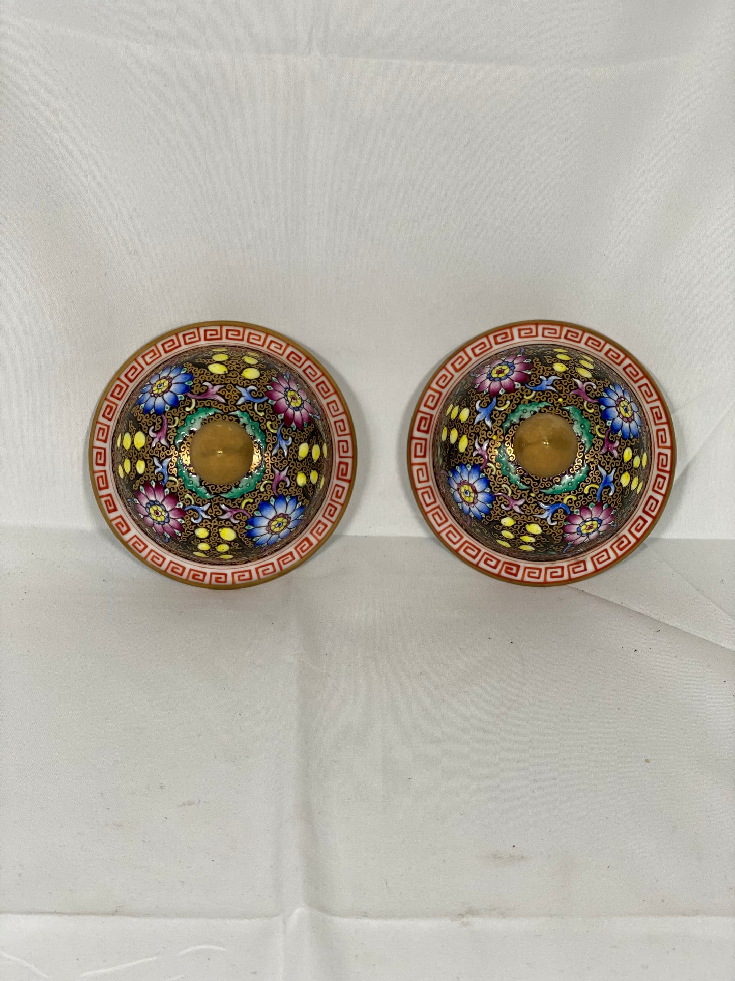 Pair of Jingdezhen Hand-Painted Black and Gold Ginger Jars circa 1960s to 70s