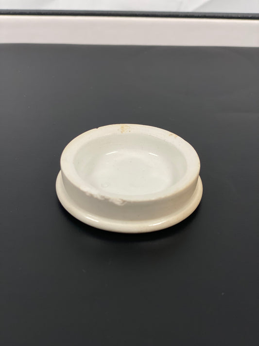 Tapa de boticario victoriano del siglo XIX, con transferencia de loza, para ungüento de ojos dorados