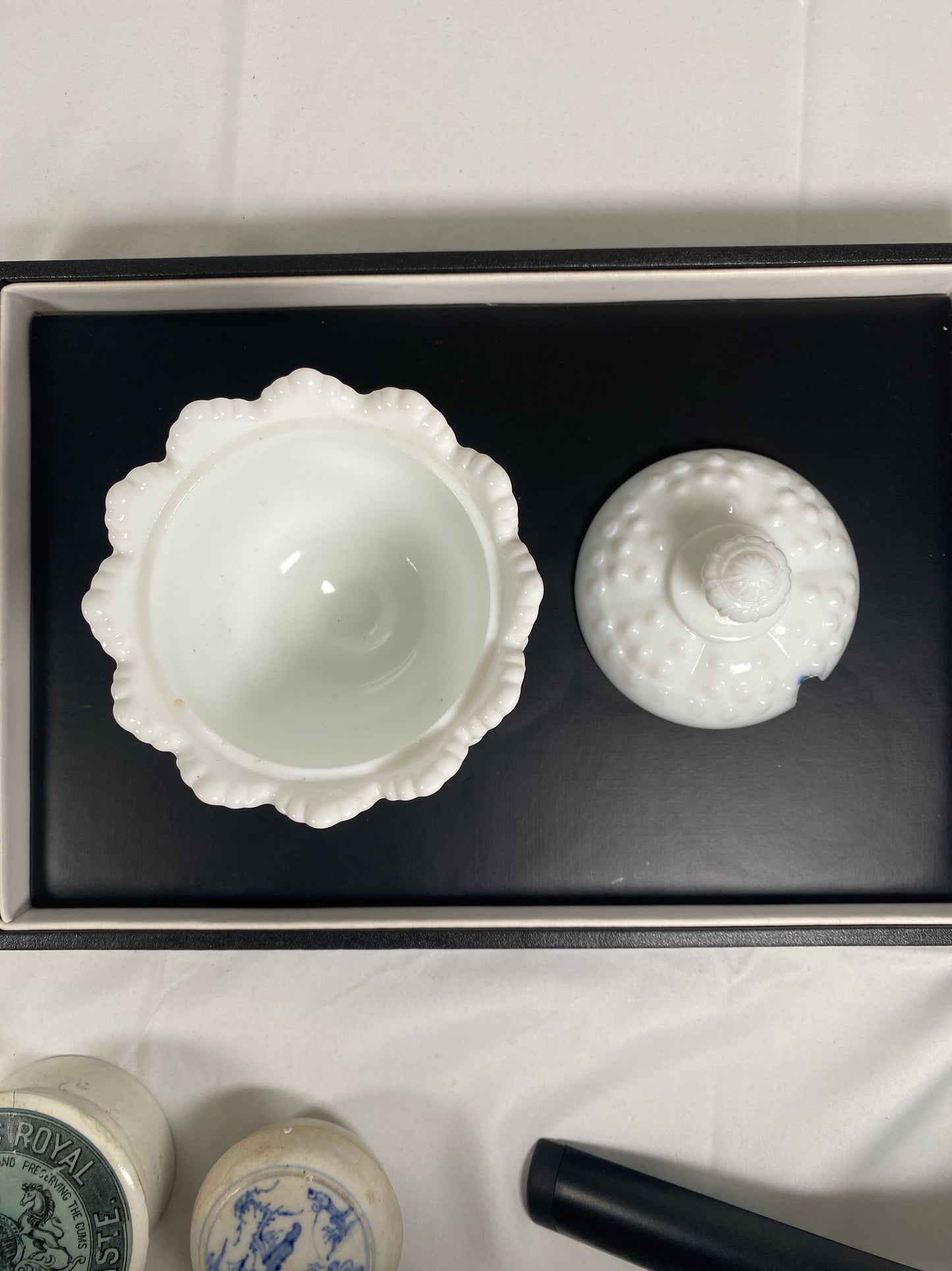 Vintage Fenton Milk Glass Lidded Preserves or Sugar Bowl with Hobnail Pattern