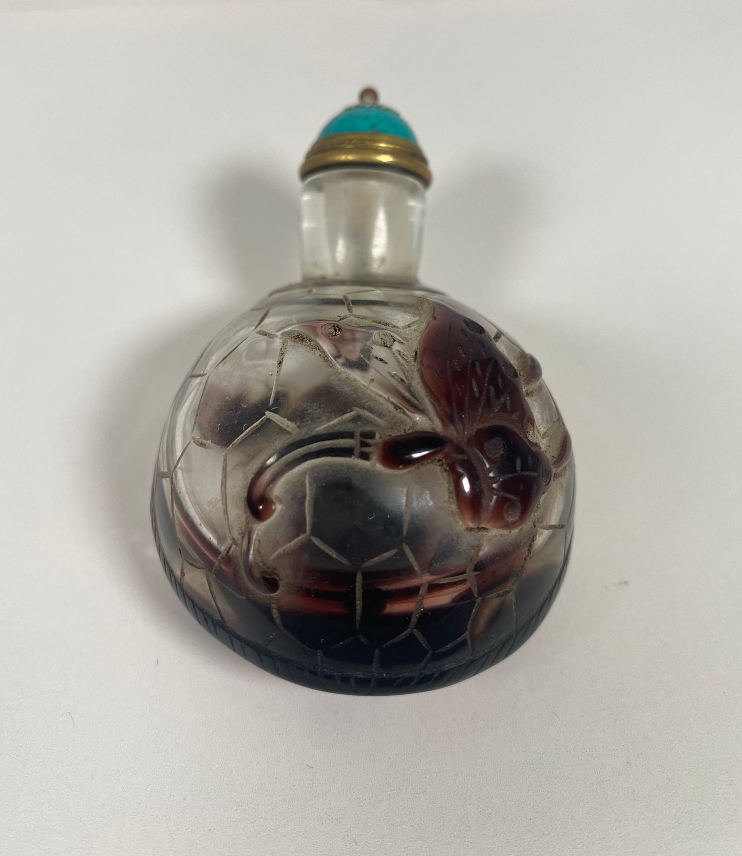 RARE Mid to Late 19th century Chinese Figural Turtle Rock Crystal Snuff Bottle