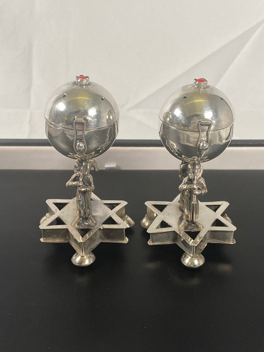 Pair of Late 19th c. Russian Silver Besamim Spice Towers, Rare Antique Judaica