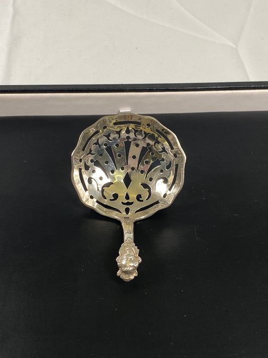 Early 20th Century Dutch .835 Silver Tea Strainer w/ Pierced Design, J. Vos & Co.