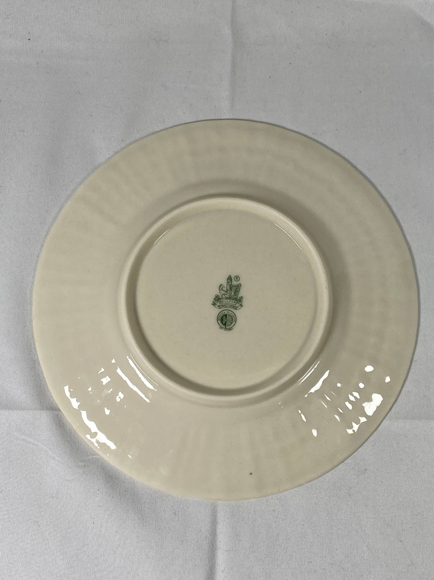 4 件套复古 Belleek 茶杯三件套，砗磲图案，第 6 届绿色标志