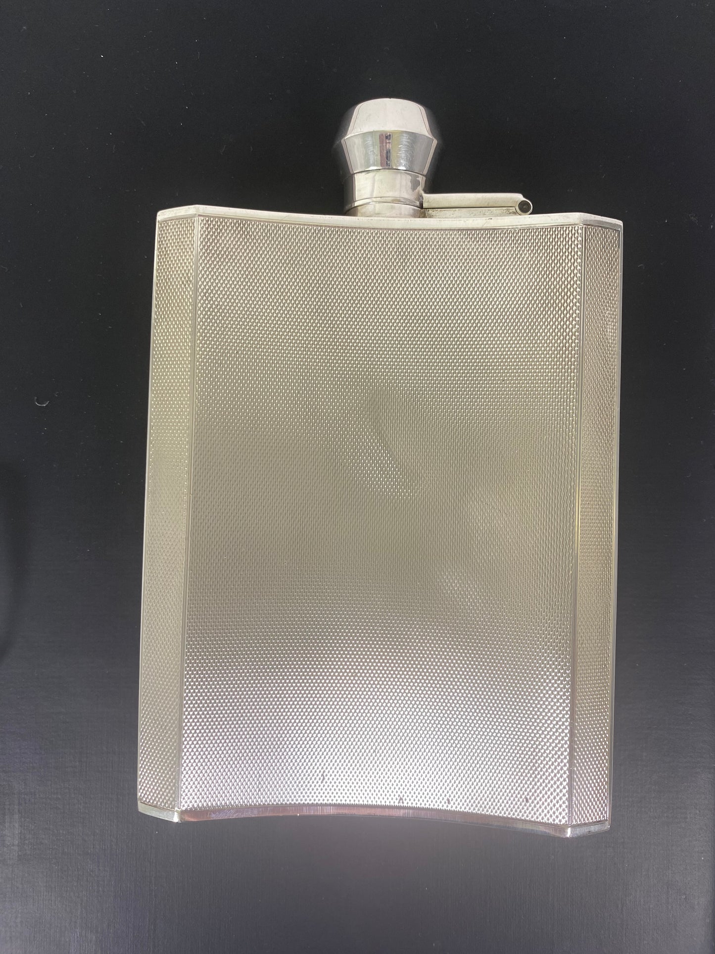 George VI sterling silver flask by F Burton Crosbee c 1941