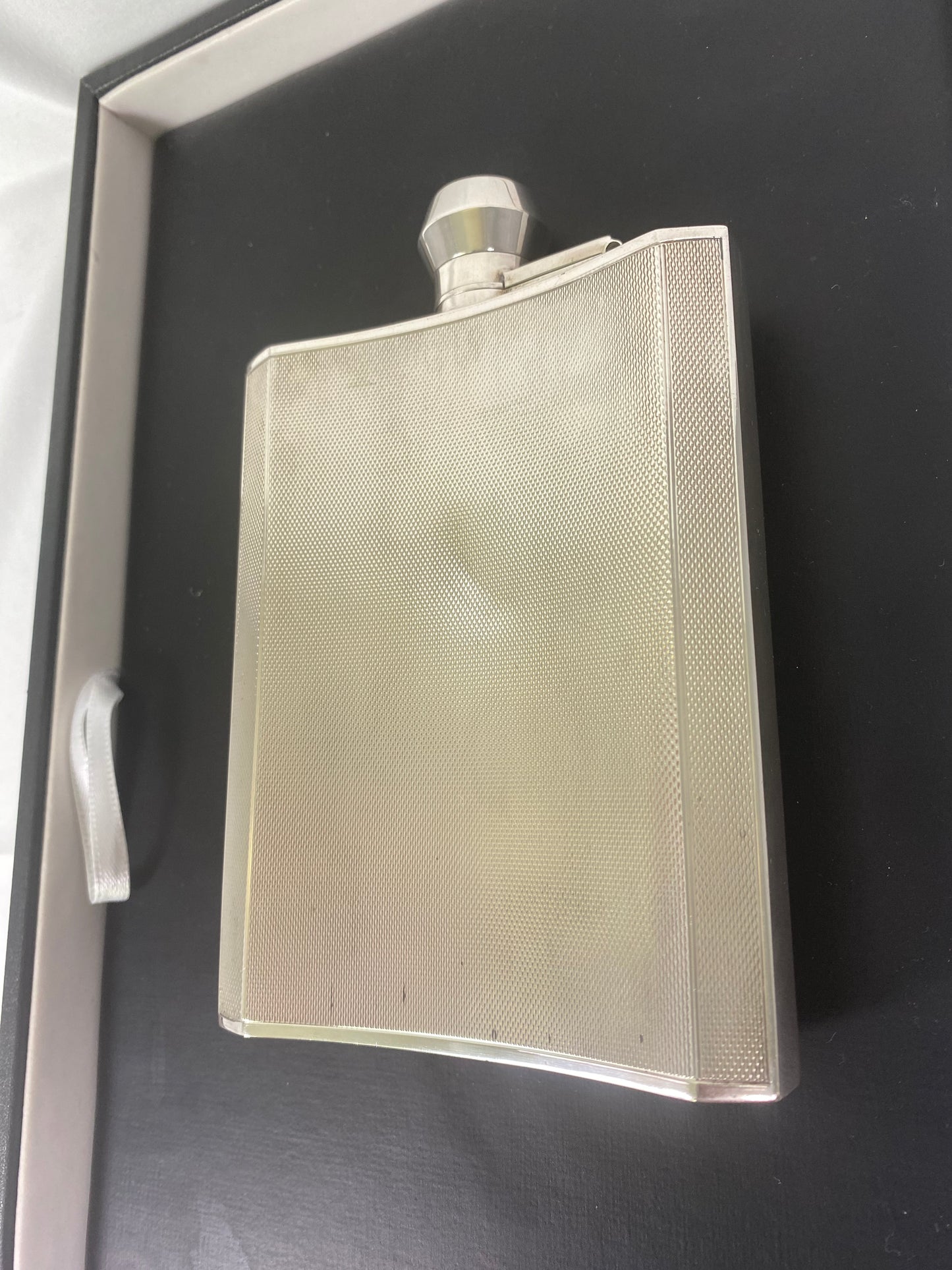 George VI sterling silver flask by F Burton Crosbee c 1941