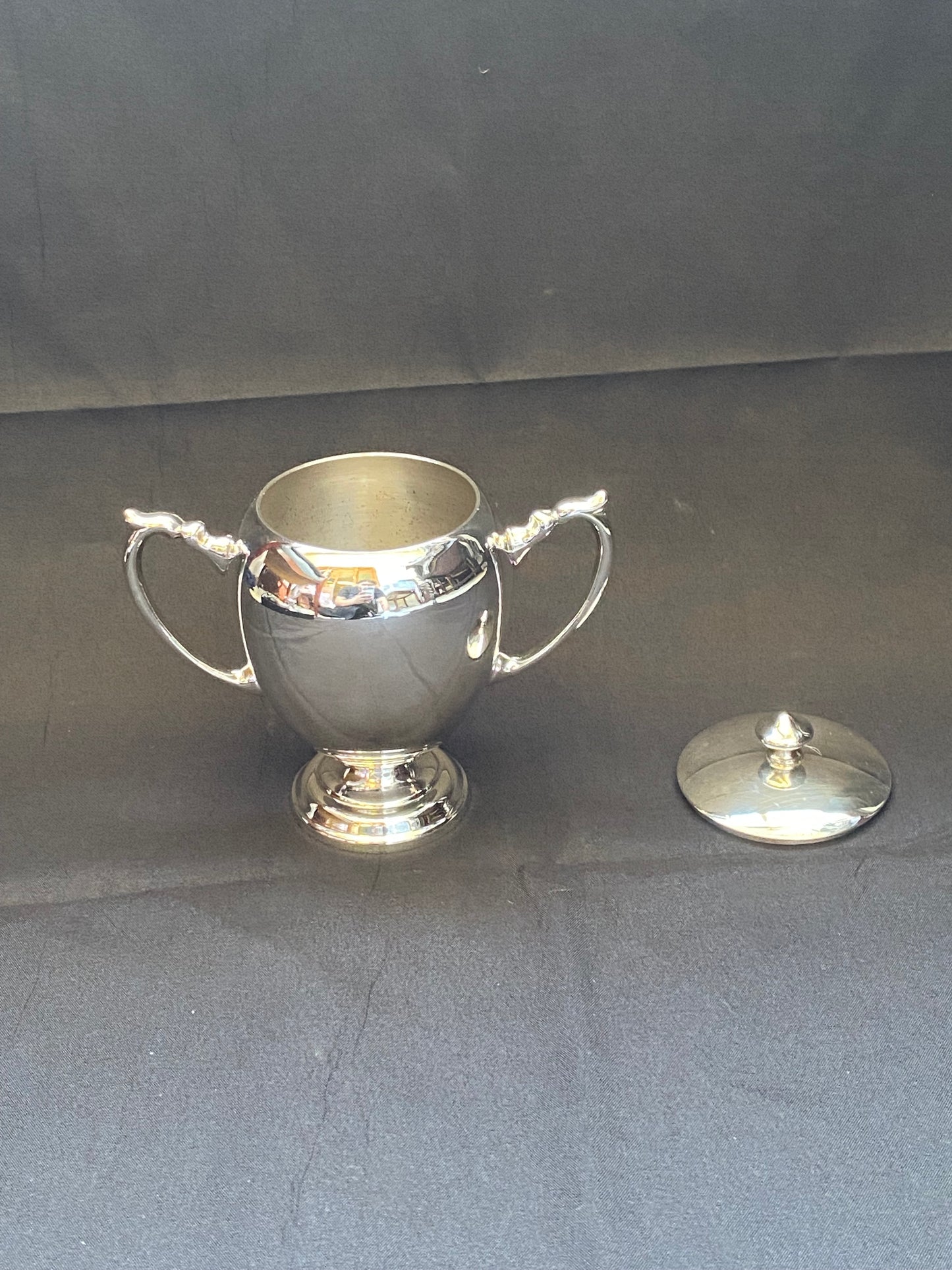 Art Deco Camusso Peruvian Sterling Silver Lidded Sugar Bowl and Creamer Jug