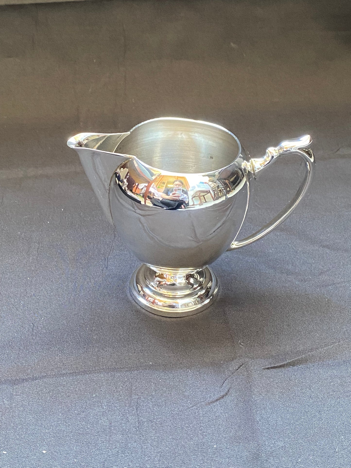 Art Deco Camusso Peruvian Sterling Silver Lidded Sugar Bowl and Creamer Jug