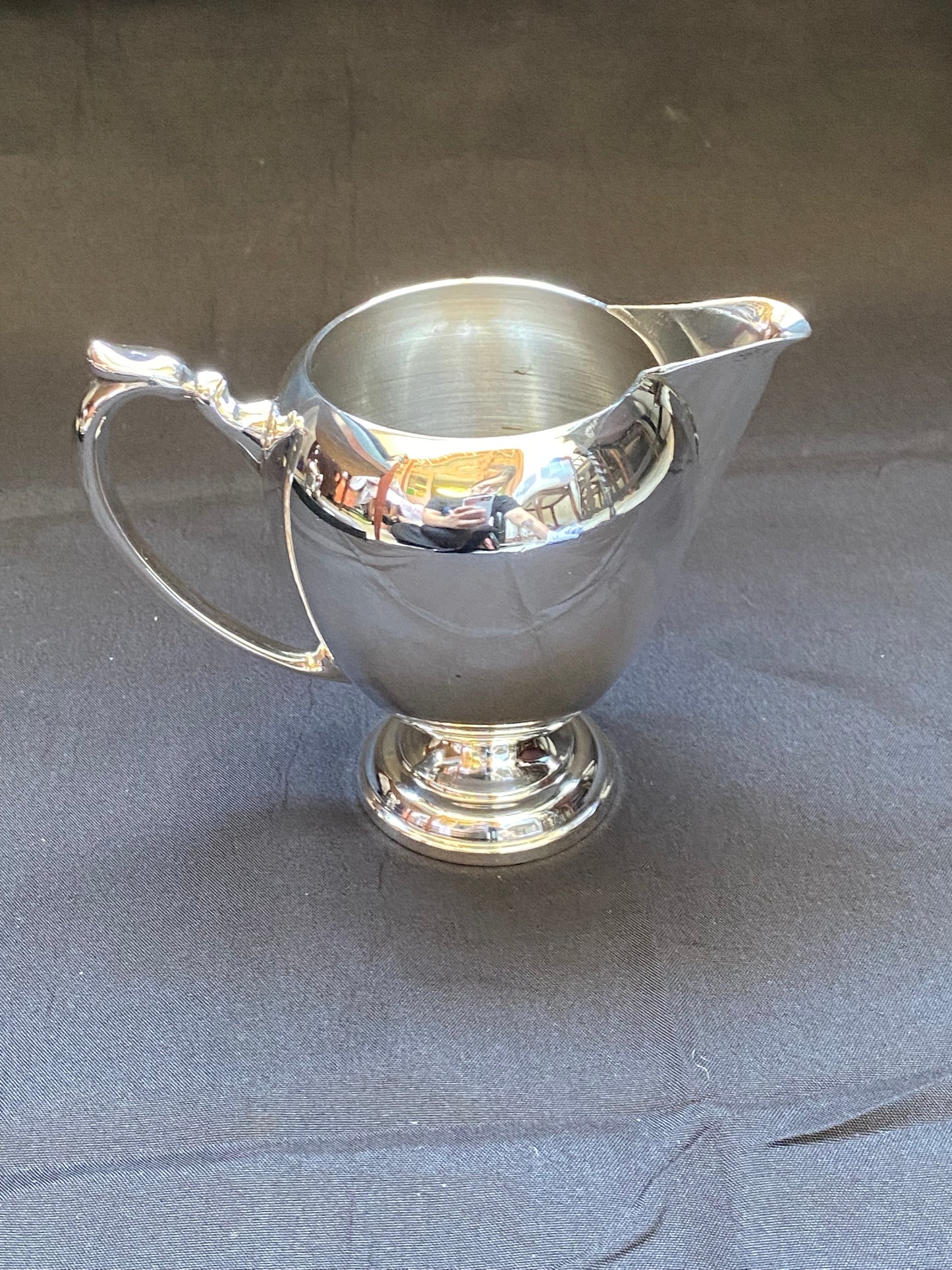 Art Deco Camusso Peruvian Sterling Silver Lidded Sugar Bowl and Creamer Jug