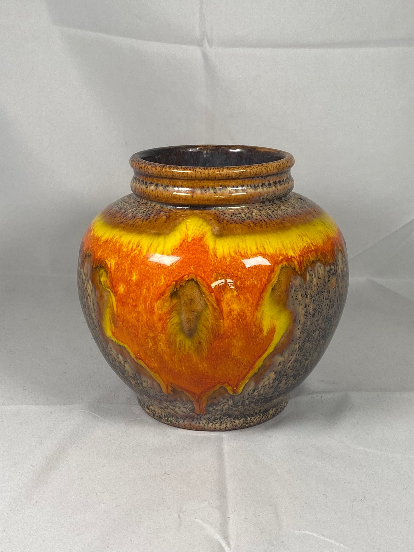 MidCentury Walter Gerhards West German Fat Lava Glaze Vase, MCM Retro, 1960s