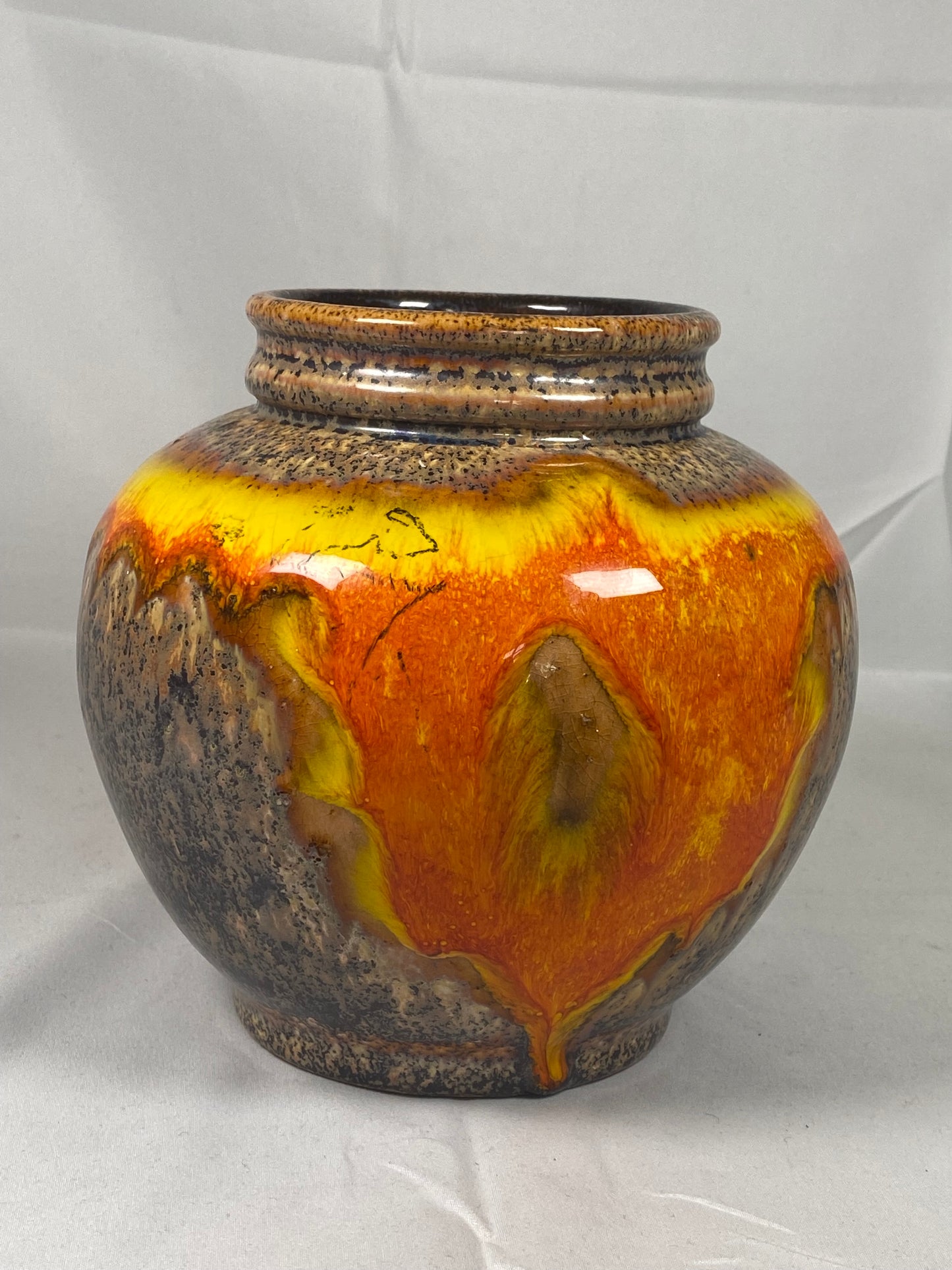 MidCentury Walter Gerhards West German Fat Lava Glaze Vase, MCM Retro, 1960s